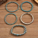 Conjunto de pulseras bohemias con cuentas en tono turquesa