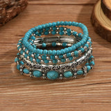 Conjunto de pulseras bohemias con cuentas en tono turquesa
